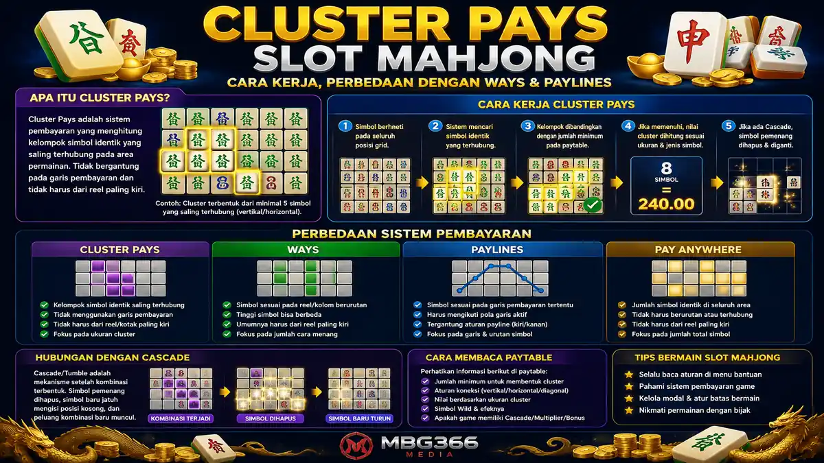 Cara kerja Cluster Pays slot Mahjong dibandingkan Ways dan paylines