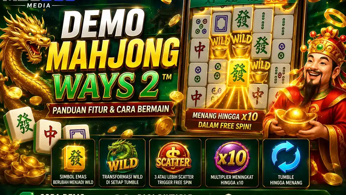 Demo Mahjong Ways 2 dengan simbol emas, Wild, Scatter, dan multiplier